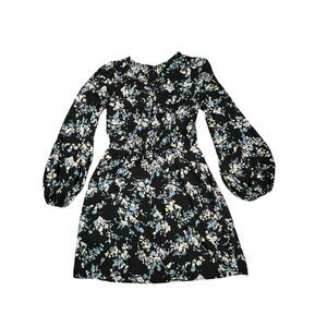Abercrombie & Fitch Floral Dress Women Small Black Long Sleeve Boho Button Front